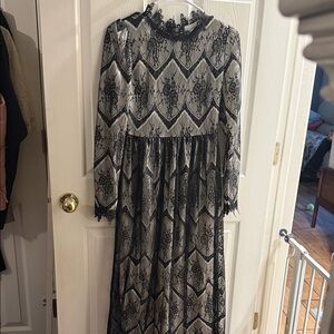 Dainty Jewells Black Lace Overlay Long Sleeve Maxi Dress